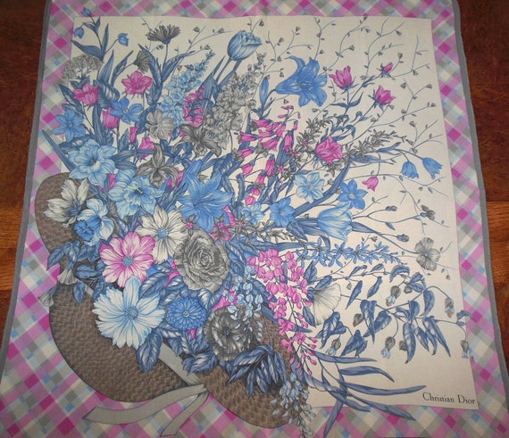 DIOR scarf pink, blue, grey /Vintage Collection S… - image 2