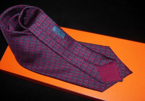 HERMES tie Tie "H chained"/ COLLECTION Vintage si… - image 5