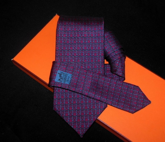 HERMES tie Tie "H chained"/ COLLECTION Vintage si… - image 2