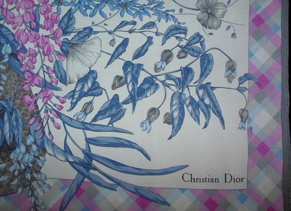 DIOR scarf pink, blue, grey /Vintage Collection S… - image 3