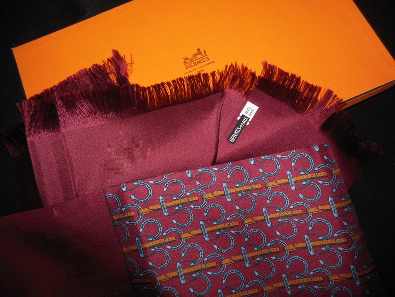 HERMES écharpe châle étole / Vintage silk ascot scarf Hermes. TRÈS RARE 画像 3