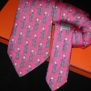 Hermes Tie / RARE Rose Silk Tie HERMES