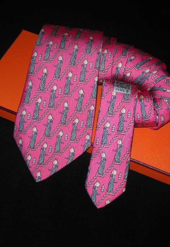 Hermes tie Tie / RARE Rose Silk HERMES 