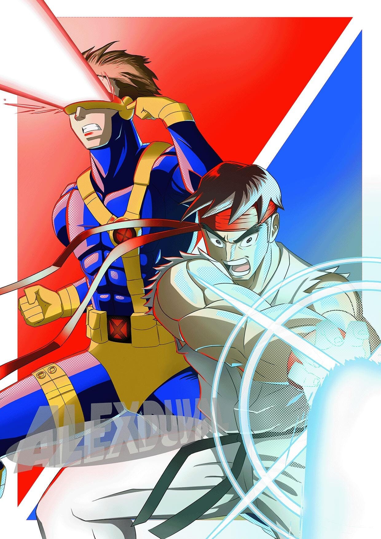 Ryu Vs Cyclops | Mvc Inspired Fan Art | A4 Digital Print - Etsy UK