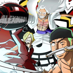 Straw Hat Trio Print | One-Piece Inspired Fan Art | A4 Physical Print