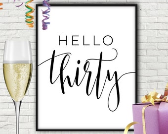 Hello Thirty, Thirtieth Birthday, Thirty Birthday, 30th Birthday Decoration, 30th Birthday Decor, 30th Birthday Decoration For Him, Thirty