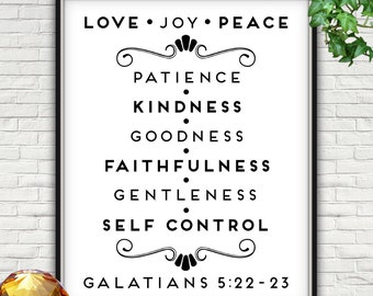 Love Joy Peace, Fruit Of The Spirit, Fruit Of The Spirit Wall Art, Fruit Of The Spirit Printable, Galatians, Galatians Quotes, Bible Quotes