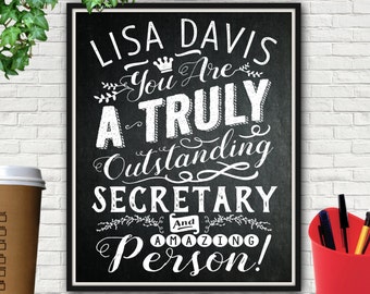 Chalkboard Custom Outstanding Secretary Print, Secretary Gift, School Secretary, Gifts For Secretary, School Secretary Gifts, Secretary