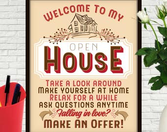 Open House Sign, Realty Marketing Printable (Digital Download)