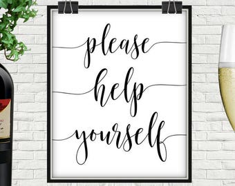 Open Bar Sign, Please Help Yourself Print (Digital Download)