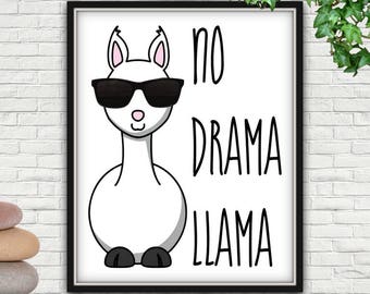 No Drama Llama Print, Kids Wall Art (Digital Download)