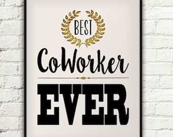 Print met de tekst "Beste collega ooit", kantoormuurdecoratie (digitale download)