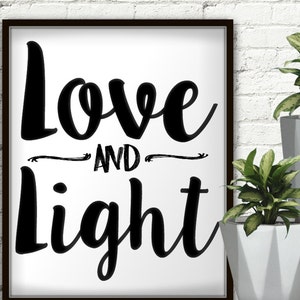 Liebe und Licht, Liebes- und Licht-Druck, Liebesdeko, Hellseherische Beratung, Liebes-Wandschild, Liebesschild, Hellseherische Beratung, Tarot-Lesung