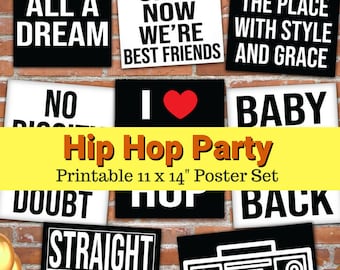 Hip Hop Party Posters, Rap Lyric Prints, Hip Hop Birthday, Rap Birthday, Rap Party, Hip Hop Music, Hip Hop Birthday Party (Digital Download)