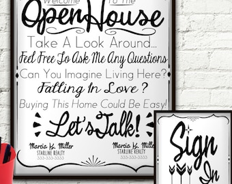 Open House Realtor Real Estate Personalized Sign & Sign In Sign, Welcome Sign Personalized, Real Estate Agent, Real Estate Flyer, Custom, RE