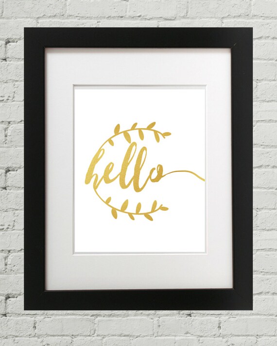 Hello Gold Foil Style Prints Gold Text Gold Wall Art - Etsy