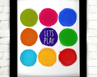 Let's Play, Nursery Decor, Playroom Decor, Playroom Sign, Playroom Wall Art, Playroom Decal, Playroom Art, Playroom Wall Decor, For Playroom