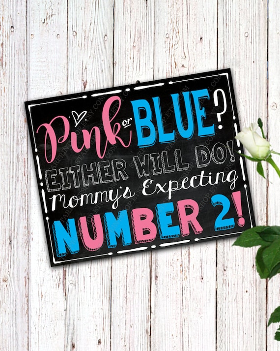 Pink or Blue Either Will Do Baby Number 2 Announcement Pink Etsy