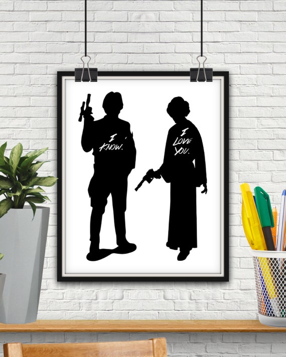 I Love You I Know Print, Han and Leia Silhouette (Digital Download)