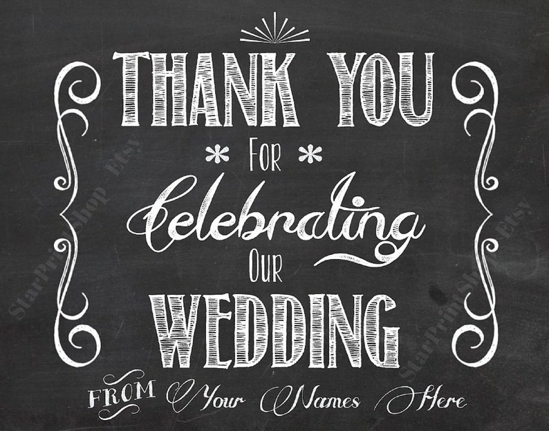 DL Printable Wedding Sign DIY Wedding Wedding Art Wedding Signs Sign Thank You For Celebrating Our Wedding Printable Chalkboard Sign