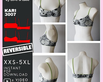 Reversible Bikini Top with Two Neckline Options | PDF Sewing Pattern sizes XXS-5XL | Kari with step-by-step instructions | Love & Lace UK