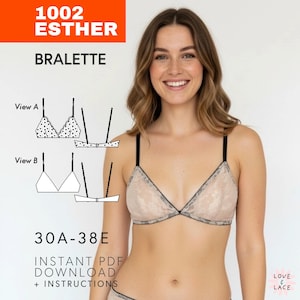 Esther Bralette Schnittmuster: UK Grössen 8-16, D + Cup Option (PDF Download)