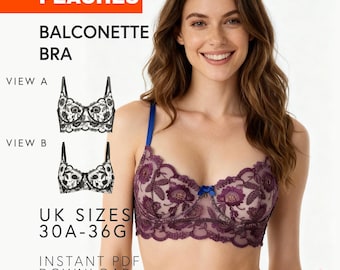 Peaches Balcony Bra Sewing Pattern | Underwired Lingerie (PDF Download)