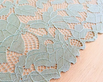 Seafoam Green Floral Stretch Lace Galloon - Eco-Dyed Lingerie Fabric