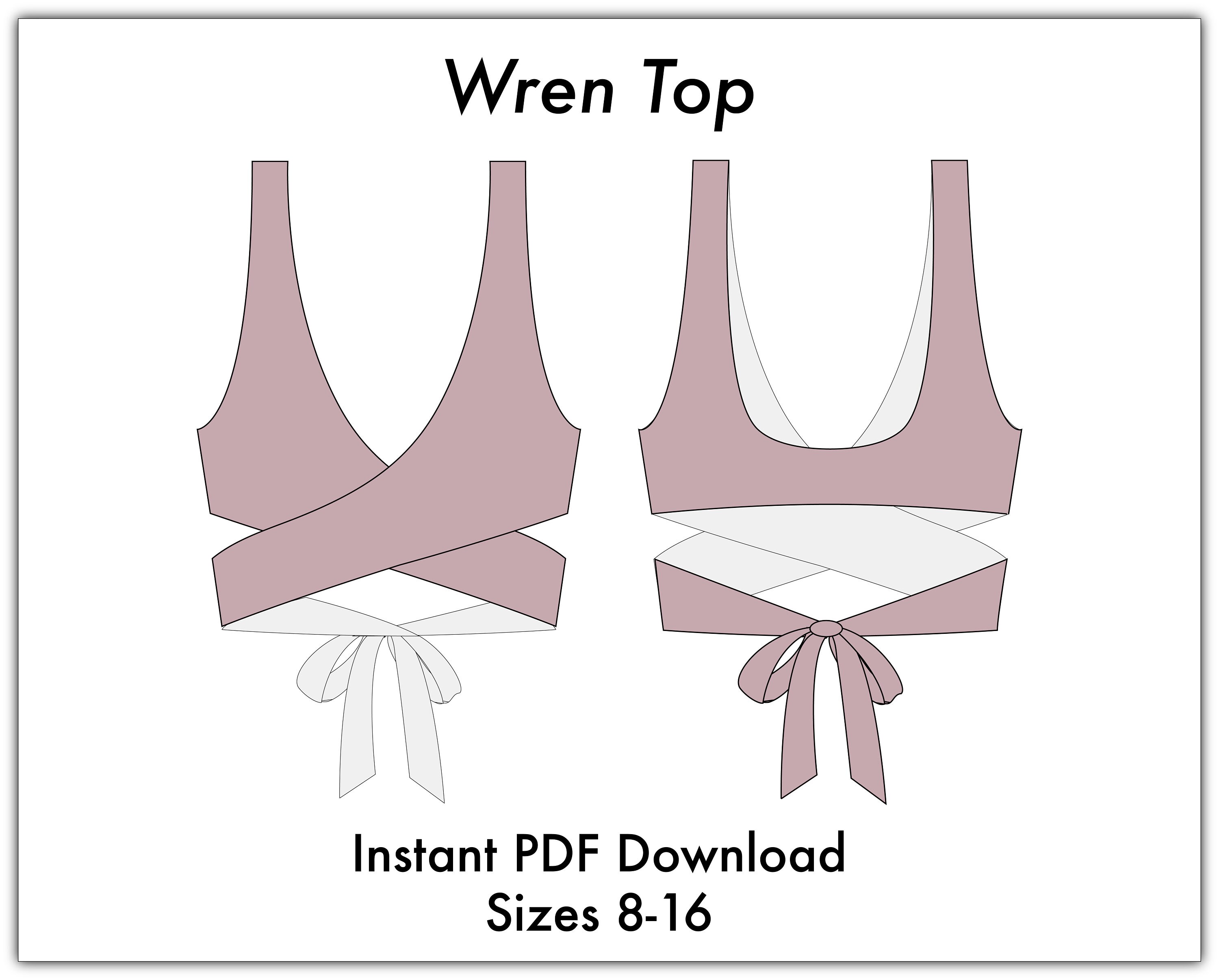 Wrap Bikini Top PDF Sewing Pattern 8-16 | Instant Download | Reversib…