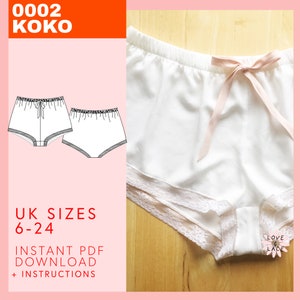 Koko Shorts Sewing Pattern | PDF Download | Cosy Loungewear Shorts with Elastic Waist & Lace Trim | UK Sizes 6-24 | Beginners Sewing Project
