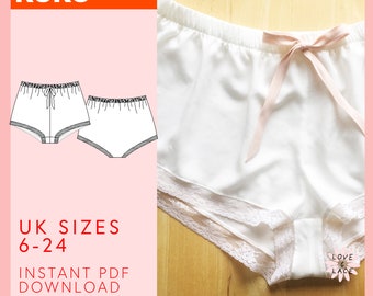 Koko Shorts Sewing Pattern | PDF Download | Cosy Loungewear Shorts with Elastic Waist & Lace Trim | UK Sizes 6-24 | Beginners Sewing Project