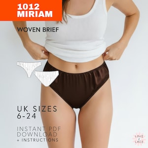 Brief Sewing Pattern: UK Sizes 6-24, Rigid Woven Fabric (PDF Download)