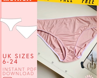 FREE Sewing Pattern UK sizes 6-24 | Instant PDF Download |  Digital Lingerie Pattern With Instructions | Classic high leg brief for stretch