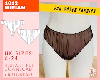 Rigid Brief Sewing Pattern UK sizes 6-24 | Instant PDF Download |  Non-stretch Woven Fabric Lingerie Panties Pattern With Instructions