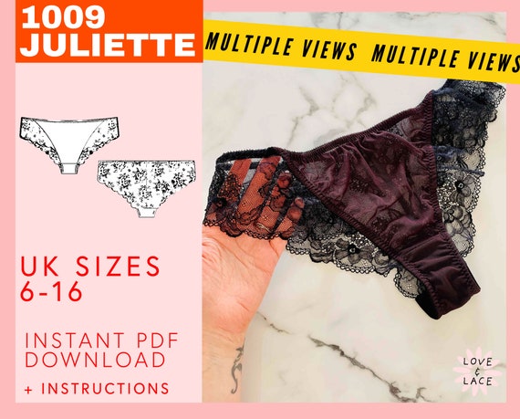 Lace Back Briefs Sewing Pattern 6-16 Instant PDF Download Digital Panties  Pattern With Instructions Folded Edge Underwear How to Sew 