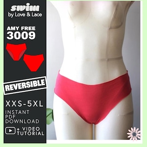 GRATIS bikinibroekjes naaipatroon maten XXS-5XL | Moderne, gemakkelijke zwembroek van Love & Lace | Naai je eigen doe-het-zelf badkleding met YouTube-videotutorials