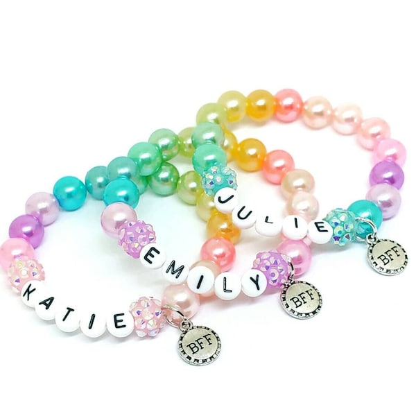 Rainbow friendship name bracelets, Bff Best friends jewelry gifts