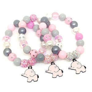 Girls elephant bracelets party favors first birthday