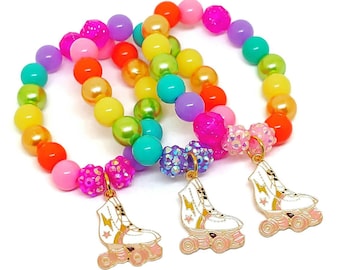 Girls rainbow roller skate bracelets party favors