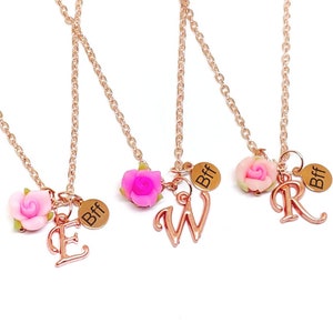 Personalized best friend necklaces, 2 3 4 5 rose gold friendship necklaces