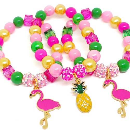 Pink Flamingo Bracelets Party Favors Girls Flamingle Birthday - Etsy