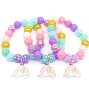 Girls Camper bracelets party favors pink glamping birthday