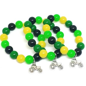 Tractor birthday bracelets party favors in organza bags