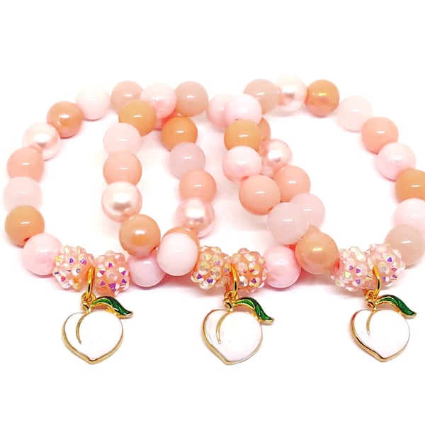 Peach bracelets birthday party favors, Girls fruit party supplies