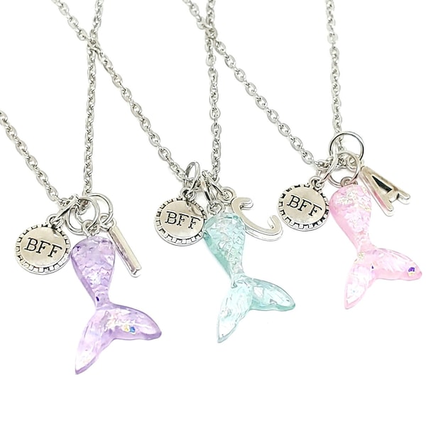 Personalized mermaid best friend necklaces, 2 3 4 5 friendship necklaces