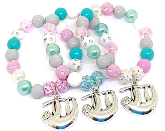 Sloth bracelets party favors Girls birthday thank you gifts