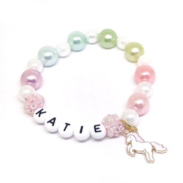 Girl's unicorn name bracelet - Personalized jewelry