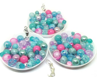 Mermaid bracelet kits party favors - No tools needed! Under the sea bracelet kits in organza bags