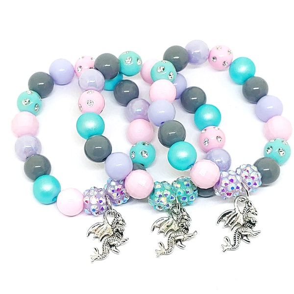 Pastel dragon bracelets party favors Girls birthday supplies