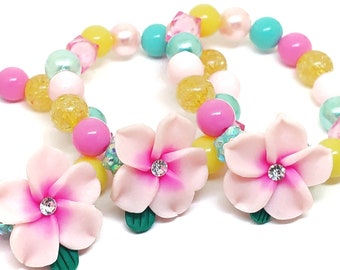 Girls flower bracelets party favors luau birthday jewelry
